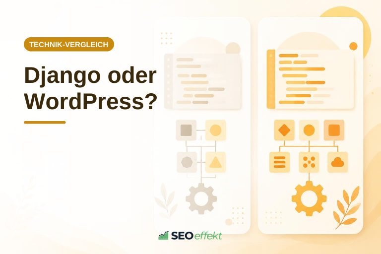 Balkengrafik mit den relativen SEO-Stärken von Django und WordPress