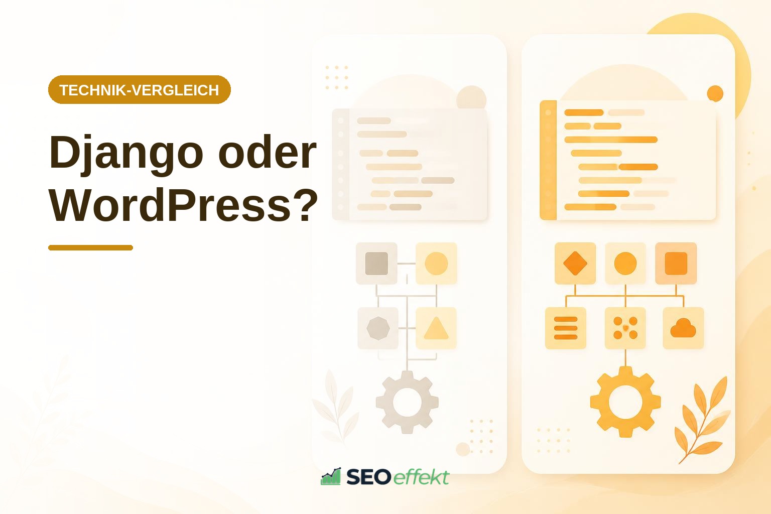 Balkengrafik mit den relativen SEO-Stärken von Django und WordPress