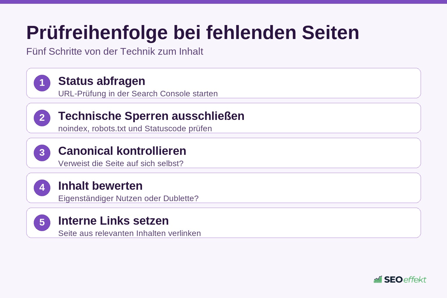 Fünf Prüfschritte bei nicht indexierten Seiten