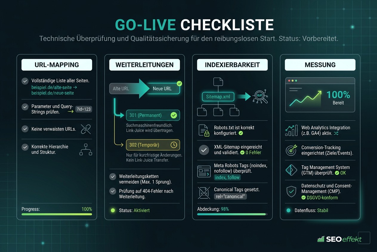 Checkliste der Prüfpunkte vor dem Go-live eines Relaunchs