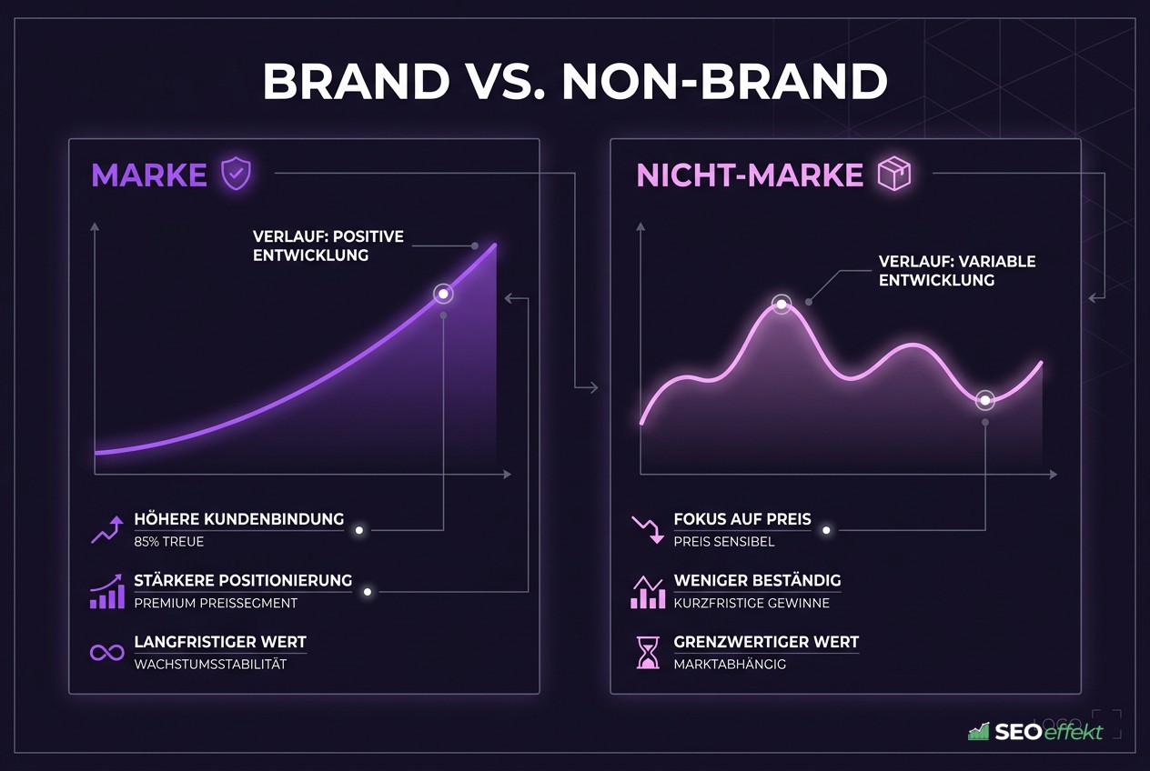 Vergleich der Entwicklung von Brand- und Non-Brand-Anfragen