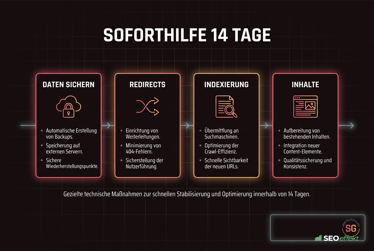Zeitplan der ersten 14 Tage nach einem SEO-Traffic-Einbruch