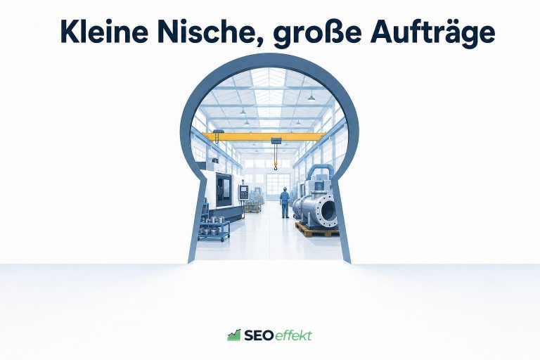 Blick durch ein Schlüsselloch in eine Industriehalle als Bild für kleine Nischen mit großen Aufträgen