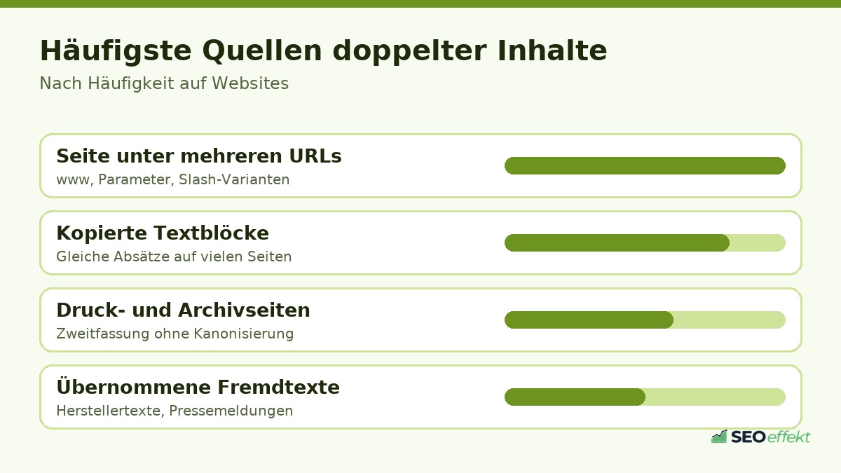 Grafik: Gewichtung der wichtigsten Hebel zu Duplicate Content