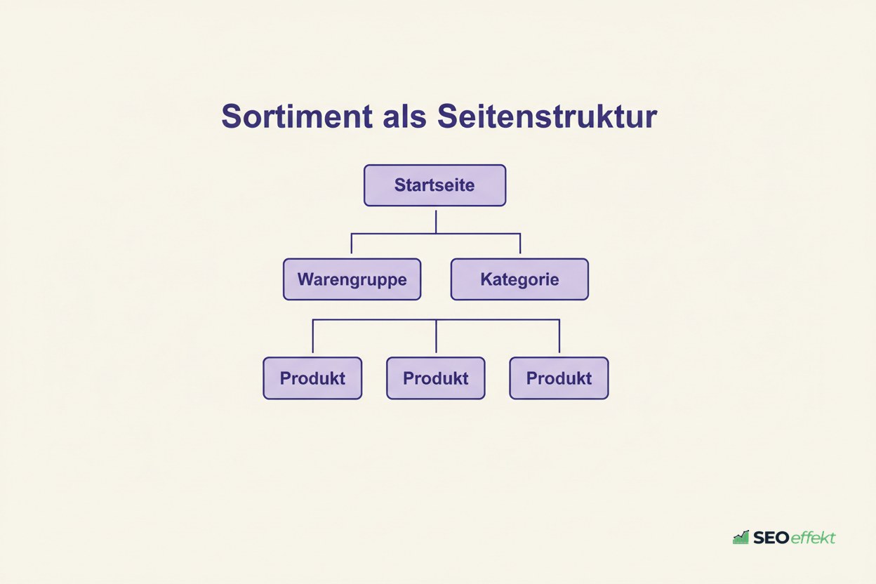 Baumdiagramm der Seitenstruktur eines B2B-Onlineshops