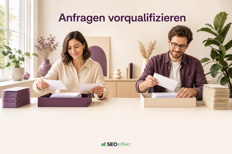 Vertriebsteam prüft eingehende Anfragen nach Qualität