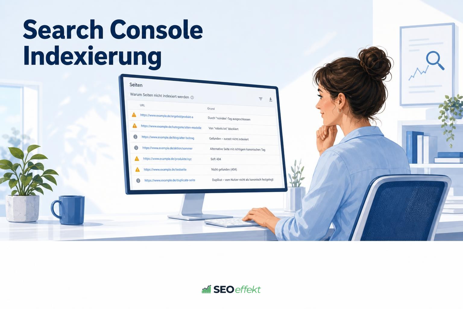 Analystin prüft ignorierte URLs in der Google Search Console