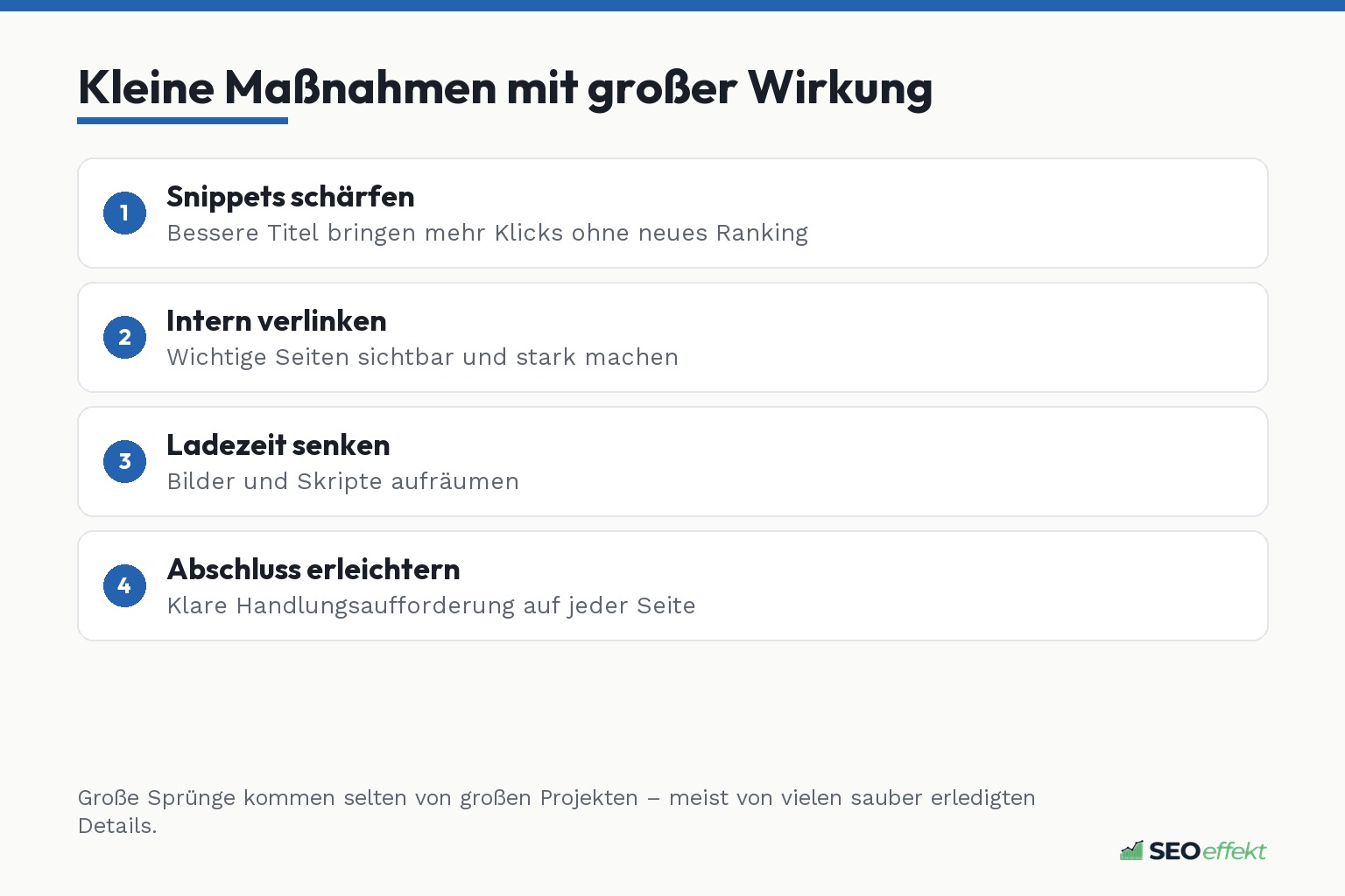 Kleine SEO-Maßnahmen mit großer Wirkung