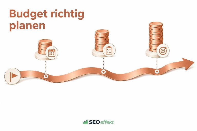 Projektzeitachse mit drei Budgetstapeln an geplanten Meilensteinen