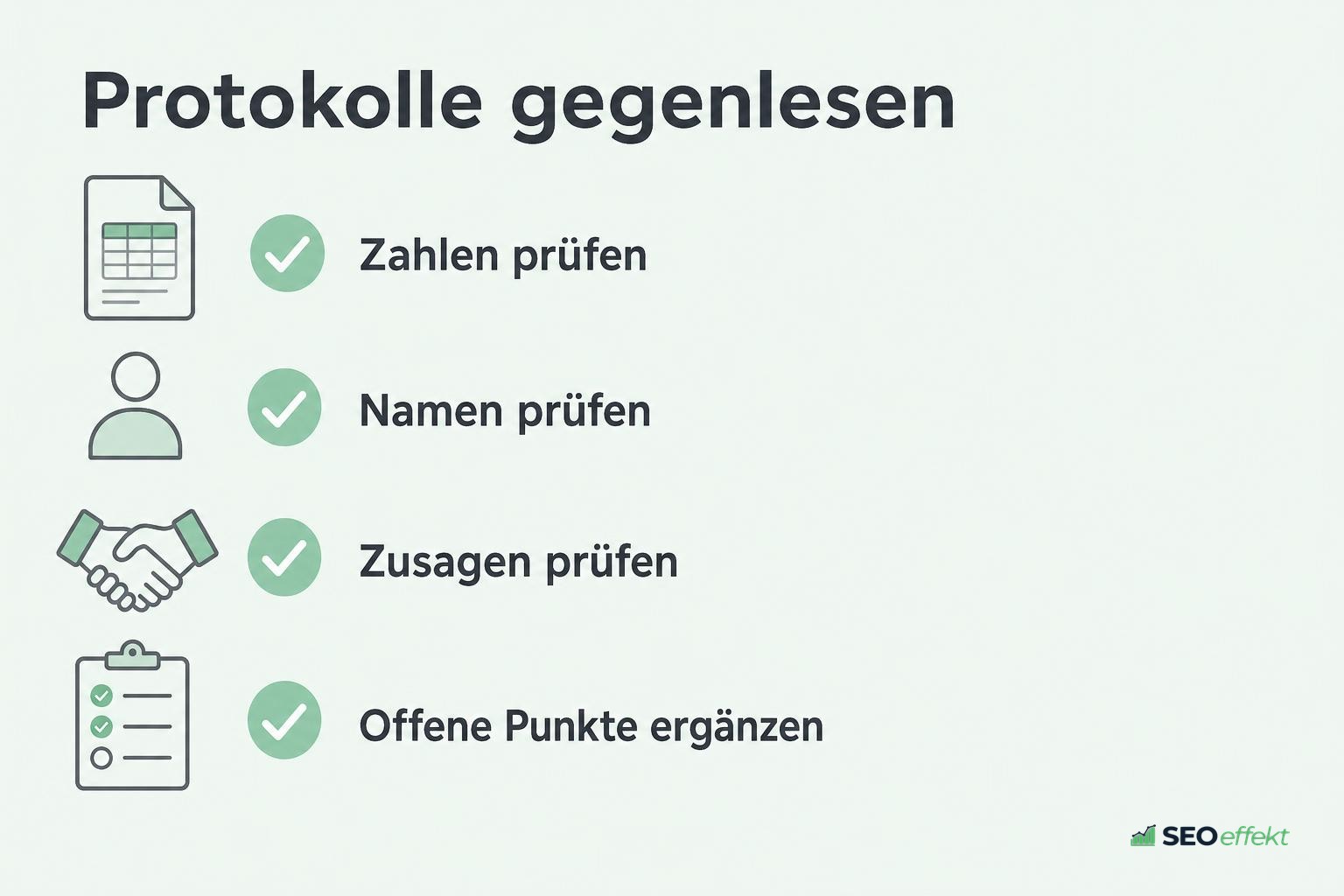 Prüfpunkte für automatisch erzeugte Meeting-Protokolle