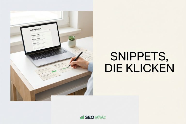 Heller Arbeitsplatz mit ausgedruckten Snippet-Varianten zur Auswahl