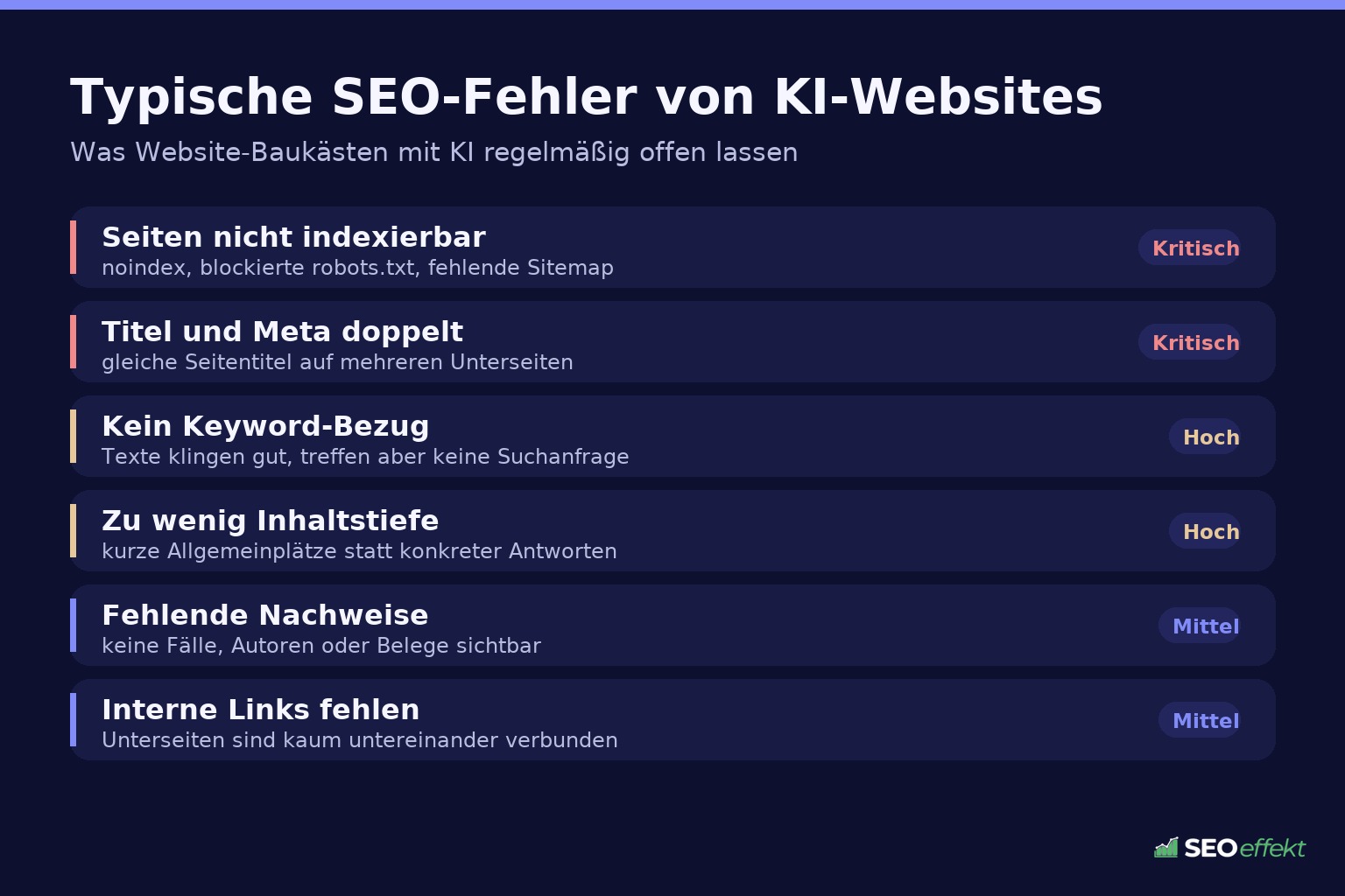 Typische SEO-Fehler von KI-Websites im Überblick