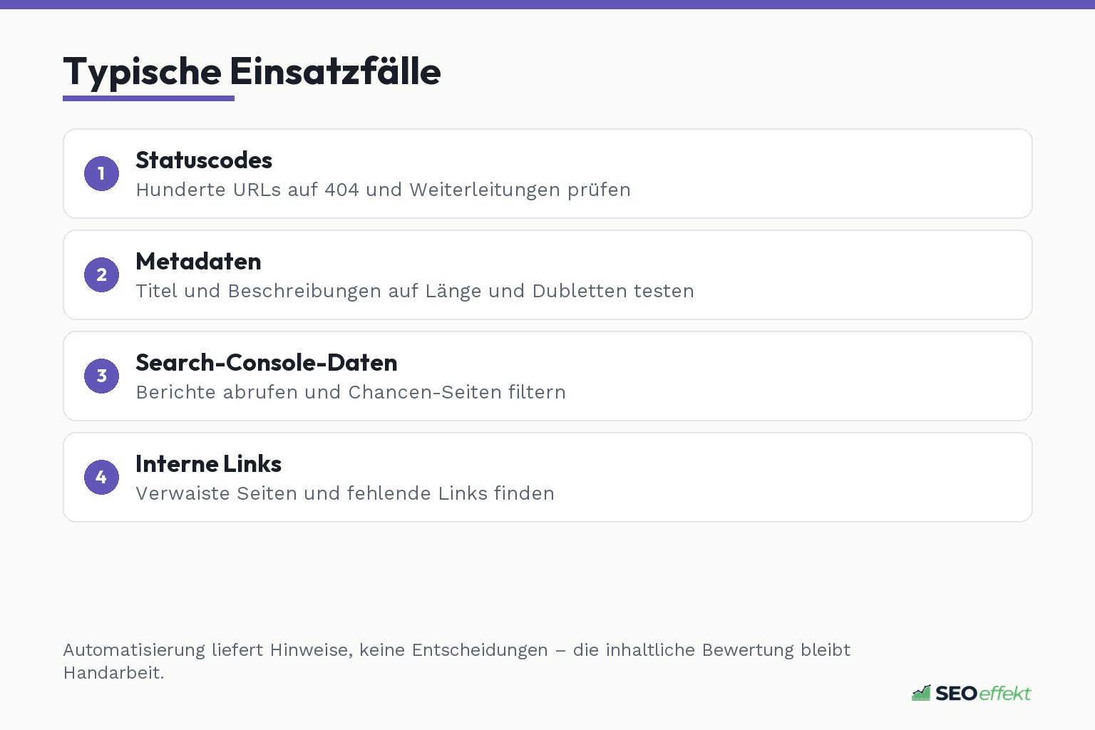 Typische Einsatzfälle für SEO-Automatisierung