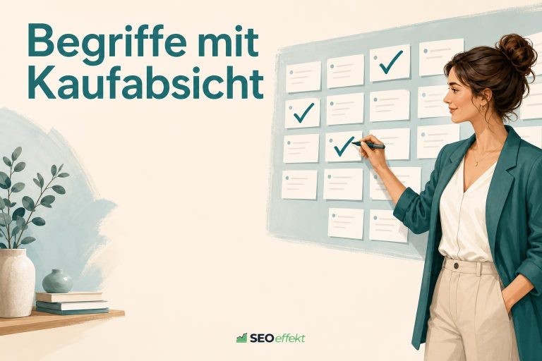 Beraterin markiert Suchbegriffe mit klarer Kaufabsicht