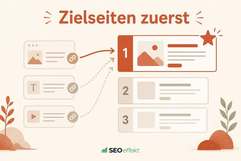 Illustration: Links zeigen auf die priorisierte Zielseite einer Website