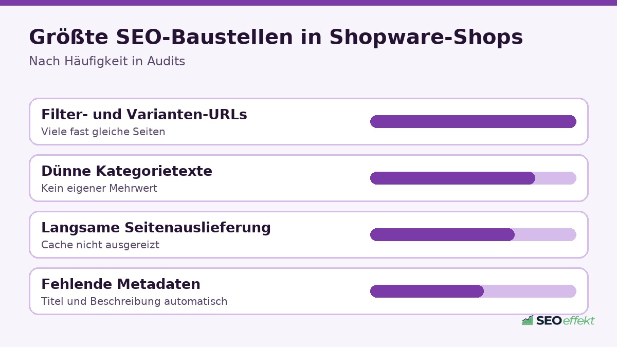 Grafik: Gewichtung der wichtigsten Hebel zu Shopware SEO