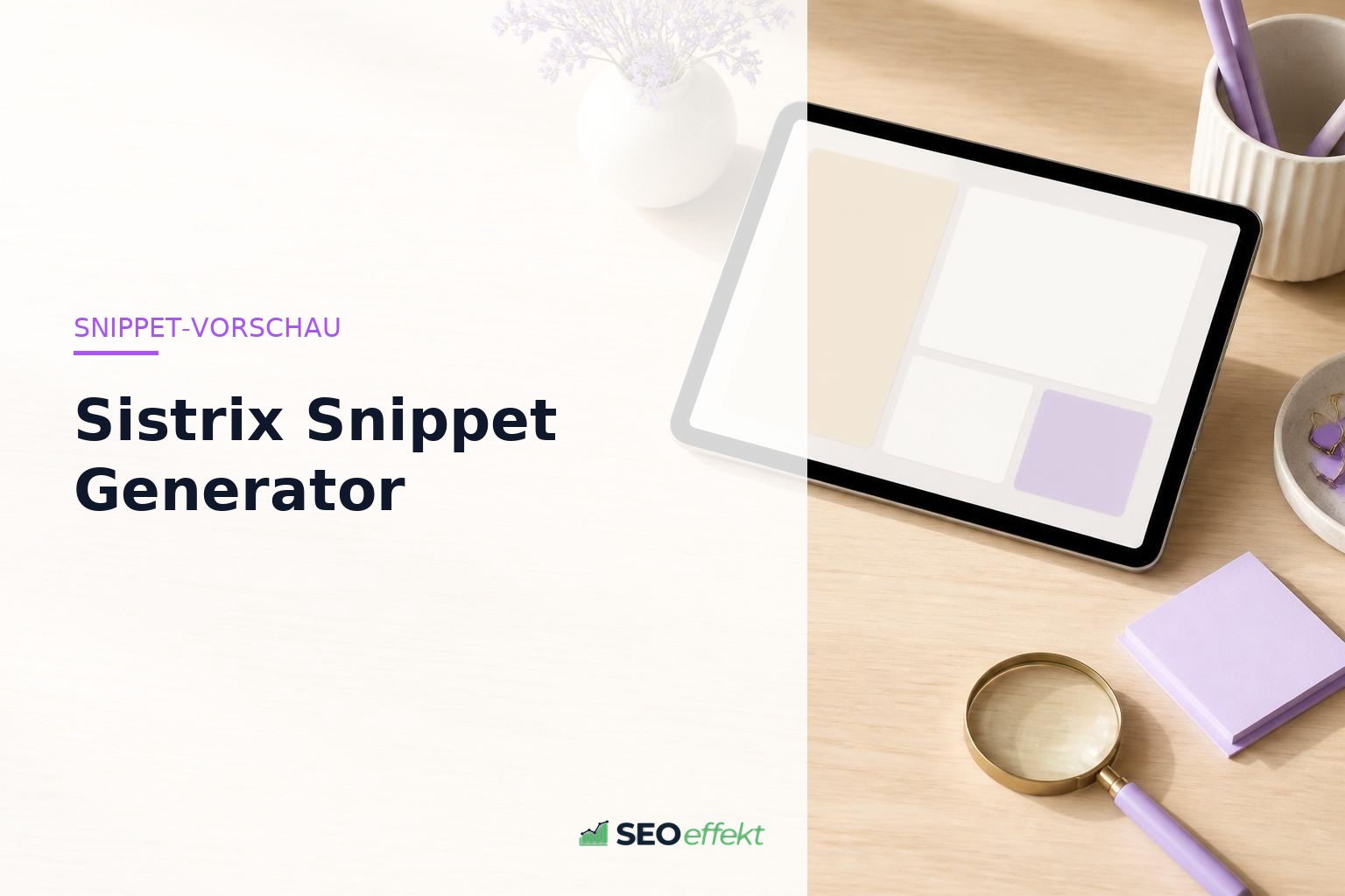 Sistrix Snippet Generator: Sistrix Snippet Generator – Beitragsbild von SEOeffekt