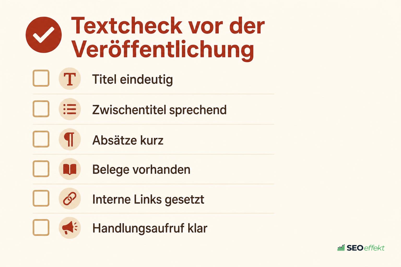 Checkliste für den Textcheck vor der Veröffentlichung