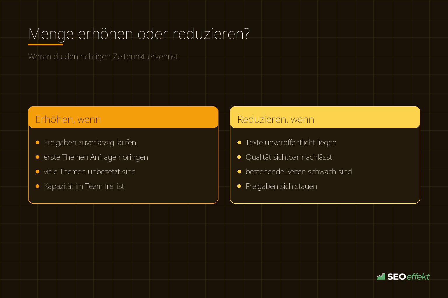 Menge erhöhen oder reduzieren? – Woran du den richtigen Zeitpunkt erkennst