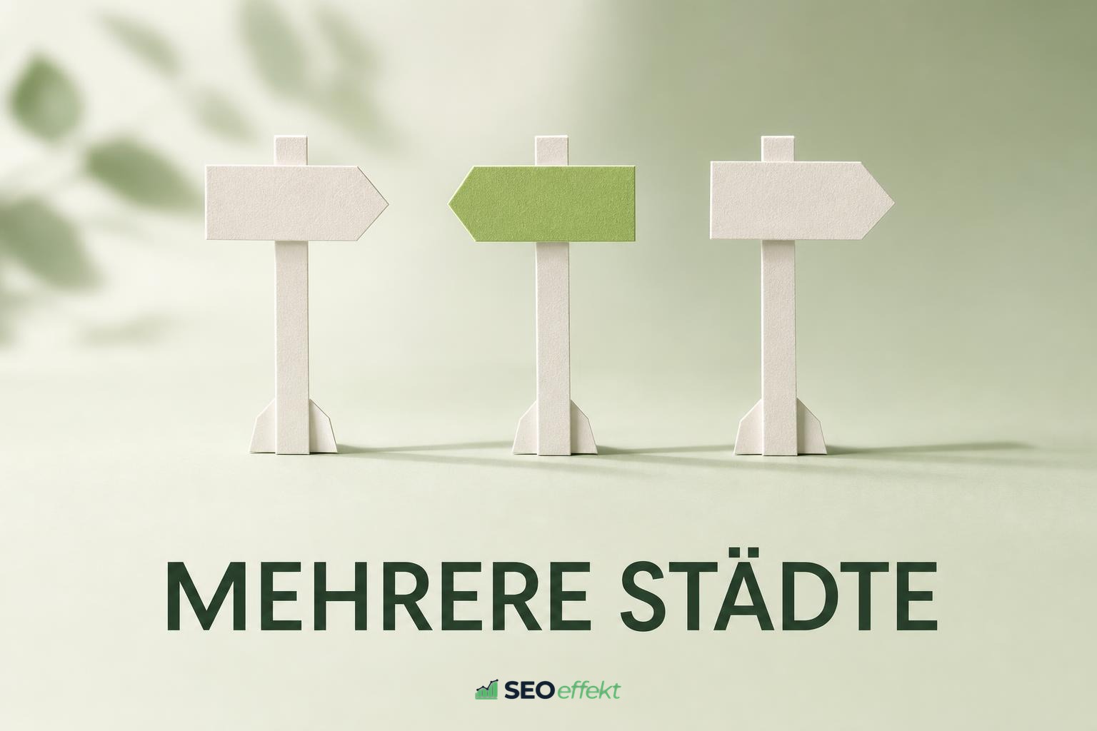 Drei Wegweiser aus Papier als Bild für SEO für mehrere Städte